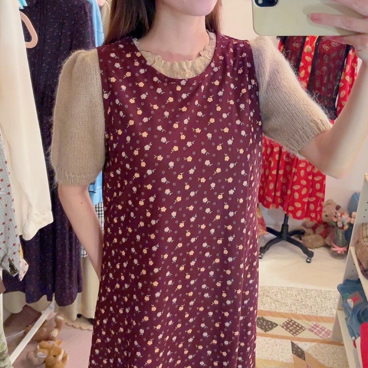 bordeaux flower sleeve less one-piece