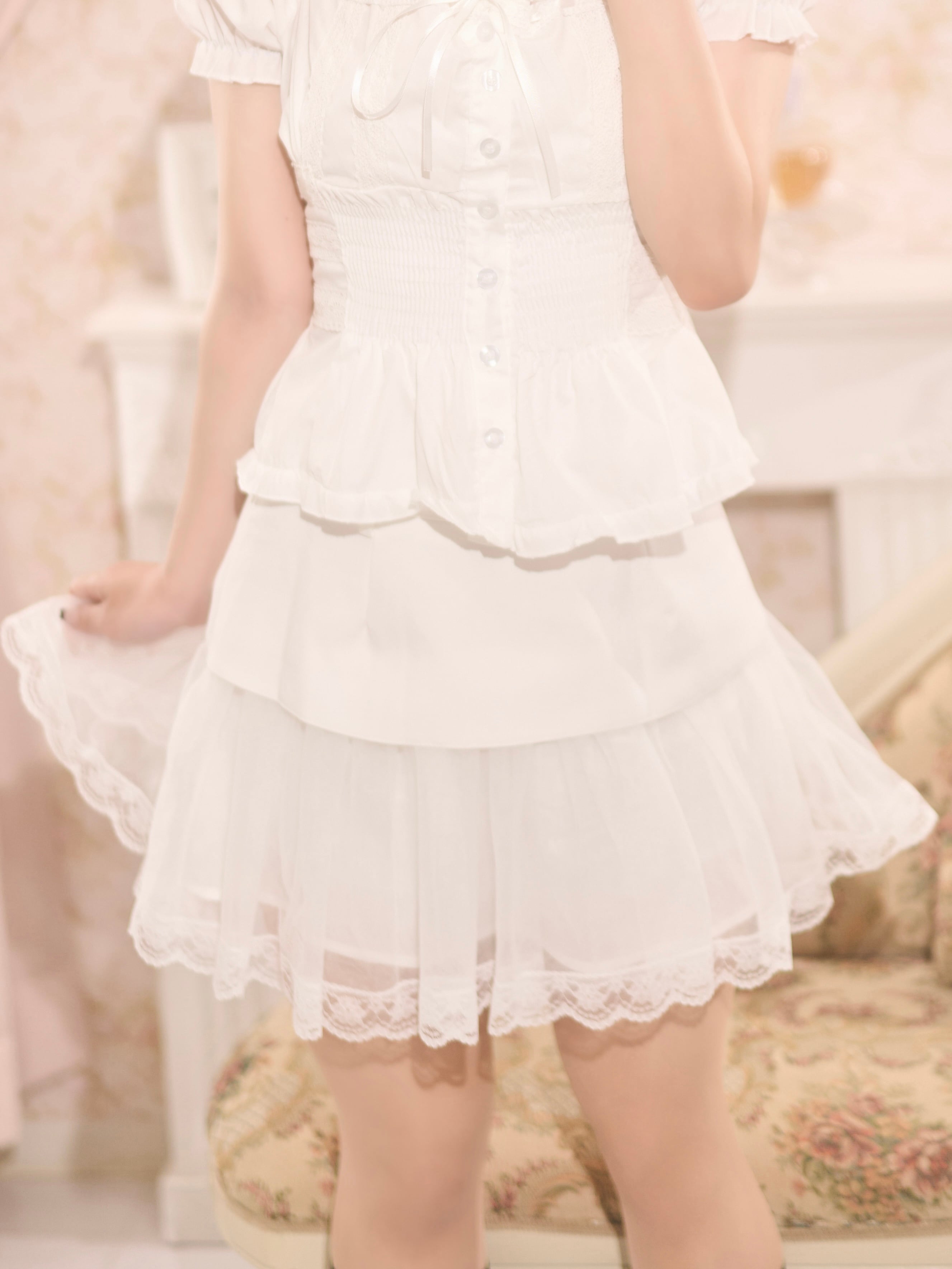 lace tulle mini skirt