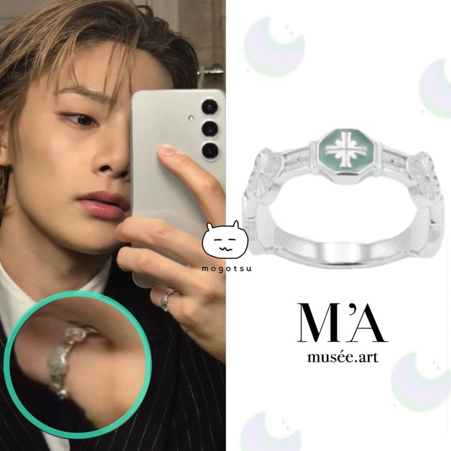 ★Stray Kids アイエン 着用！！【MUSEE.ART】Cross angle flower miss ring