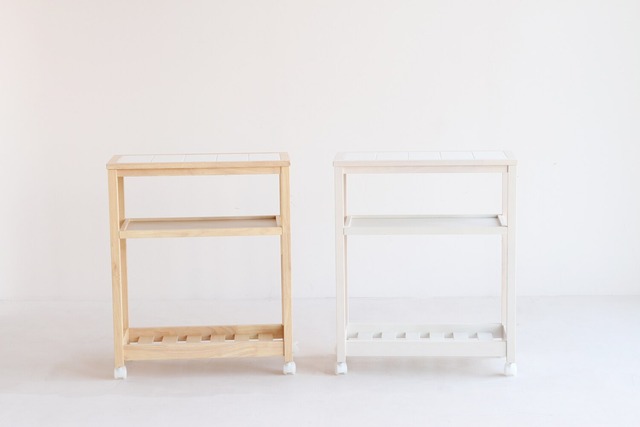 キッチンワゴン 4段 タイル タイルトップ 耐熱 収納ボックス キッチン 収納 リビング収納