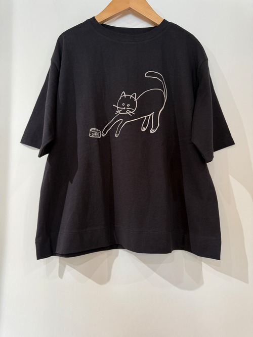 再入荷　Bliss Bunch/ラフィ天竺　ネコと鯖缶とTシャツ　ブラック