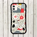 受注生産 iPhoneケース 花と鳥の白背景民芸柄｜鳥モチーフ FMSY004B