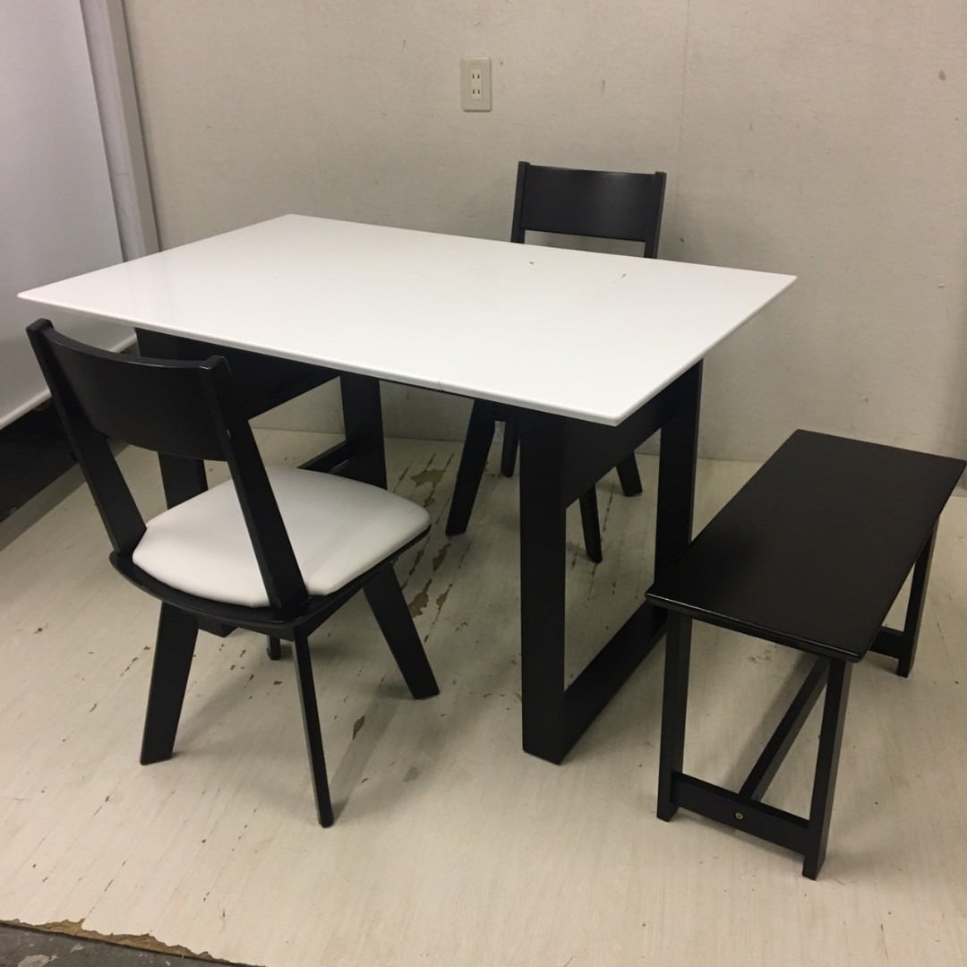 引き取りのみ。中古ダイニングテーブルのみ スチールフレーム)ウォールナット 半円形ダイニングテーブル DT