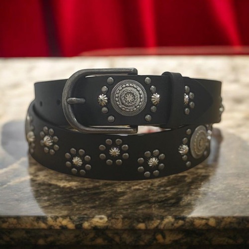 ウエスタンベルト スタッズ レザー ベルト y2k 古着 ブラック wb61