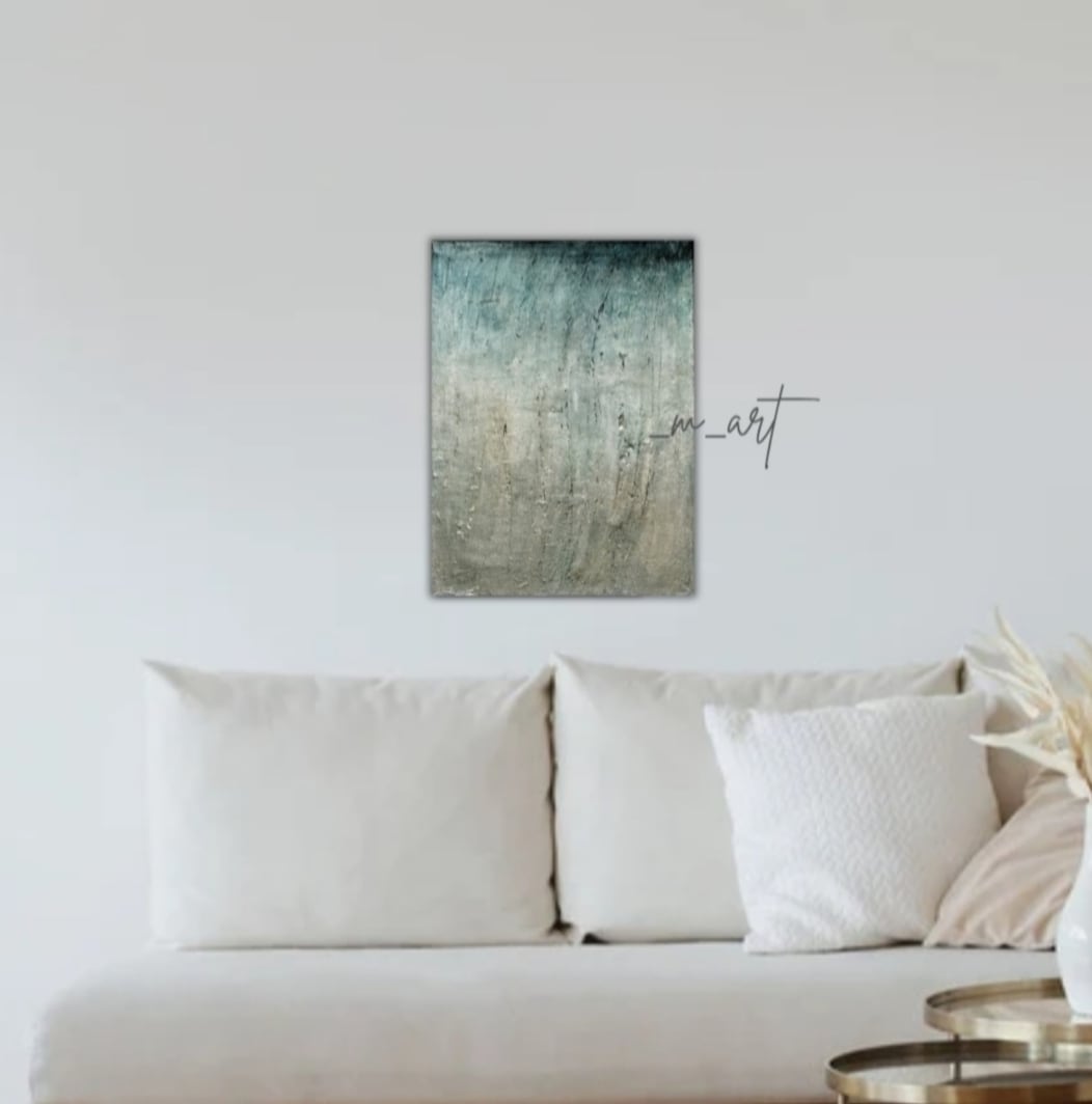 Water − 翠雨】漆喰アート・抽象画・現代アート・インテリアアート