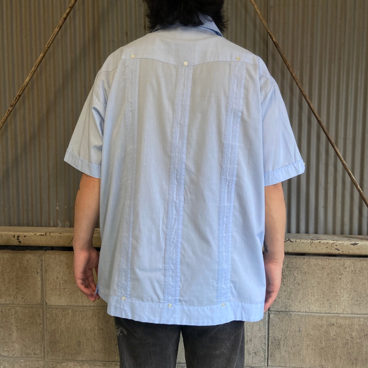 HABAND OF PATERSON 半袖 プリーツ キューバシャツ メンズXL 古着 