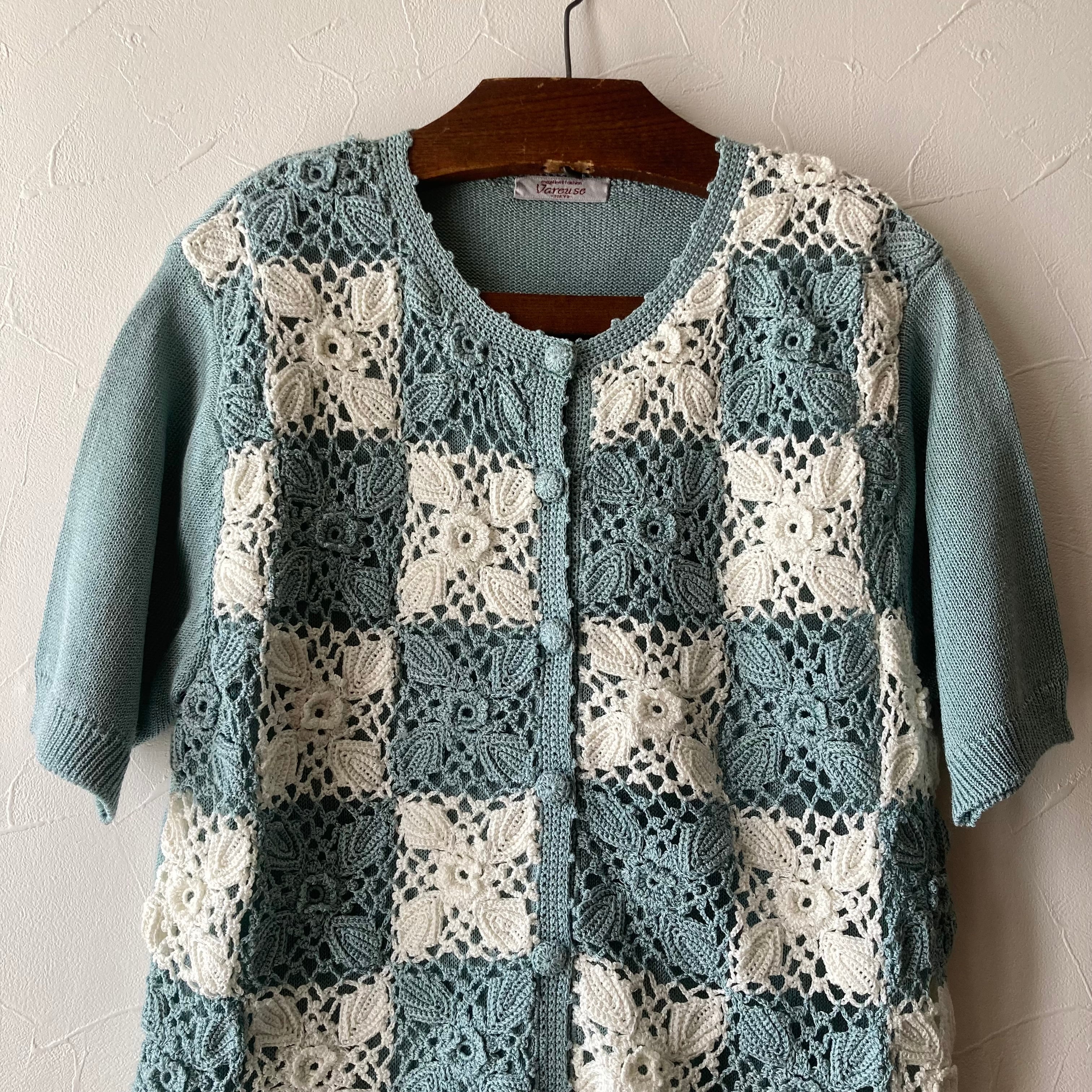 花モチーフサマーニットカーディガン 古着 used vintage | 古着と雑貨