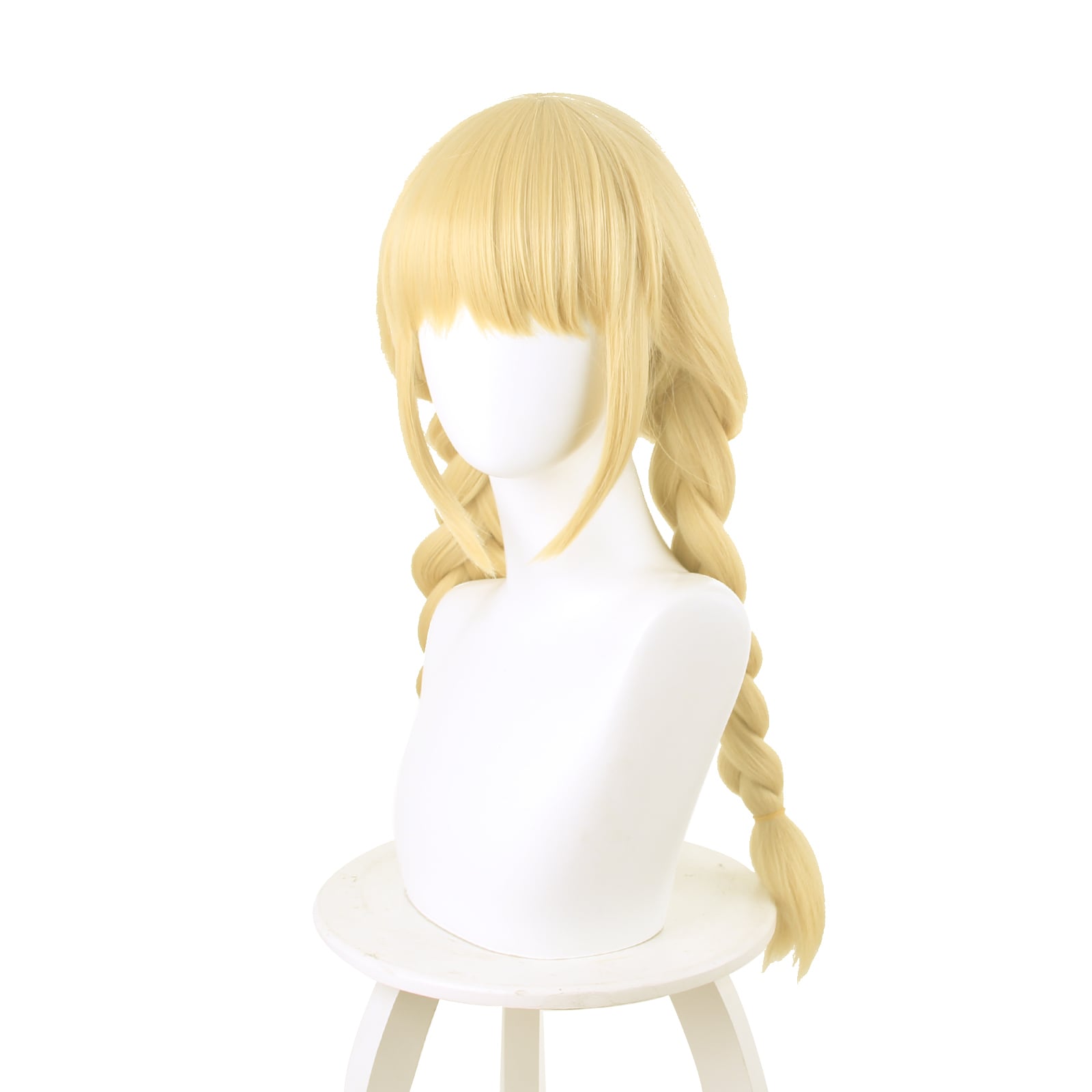 コスプレ耐熱ウィッグ ゴールド セミロング 三つ編み キャラクター