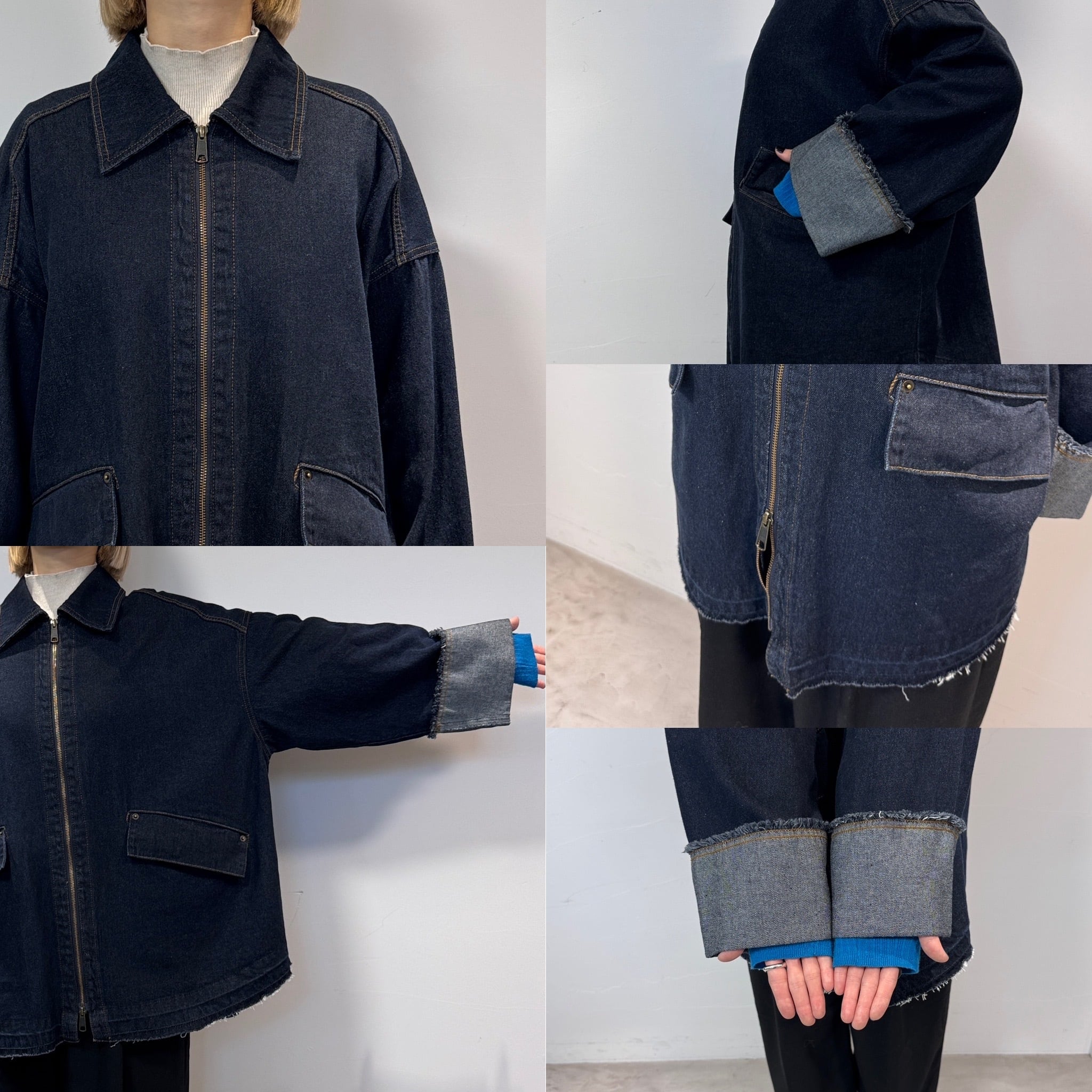 W zip フリンジツイルデニムオーバーJK/インディゴ | CFT.