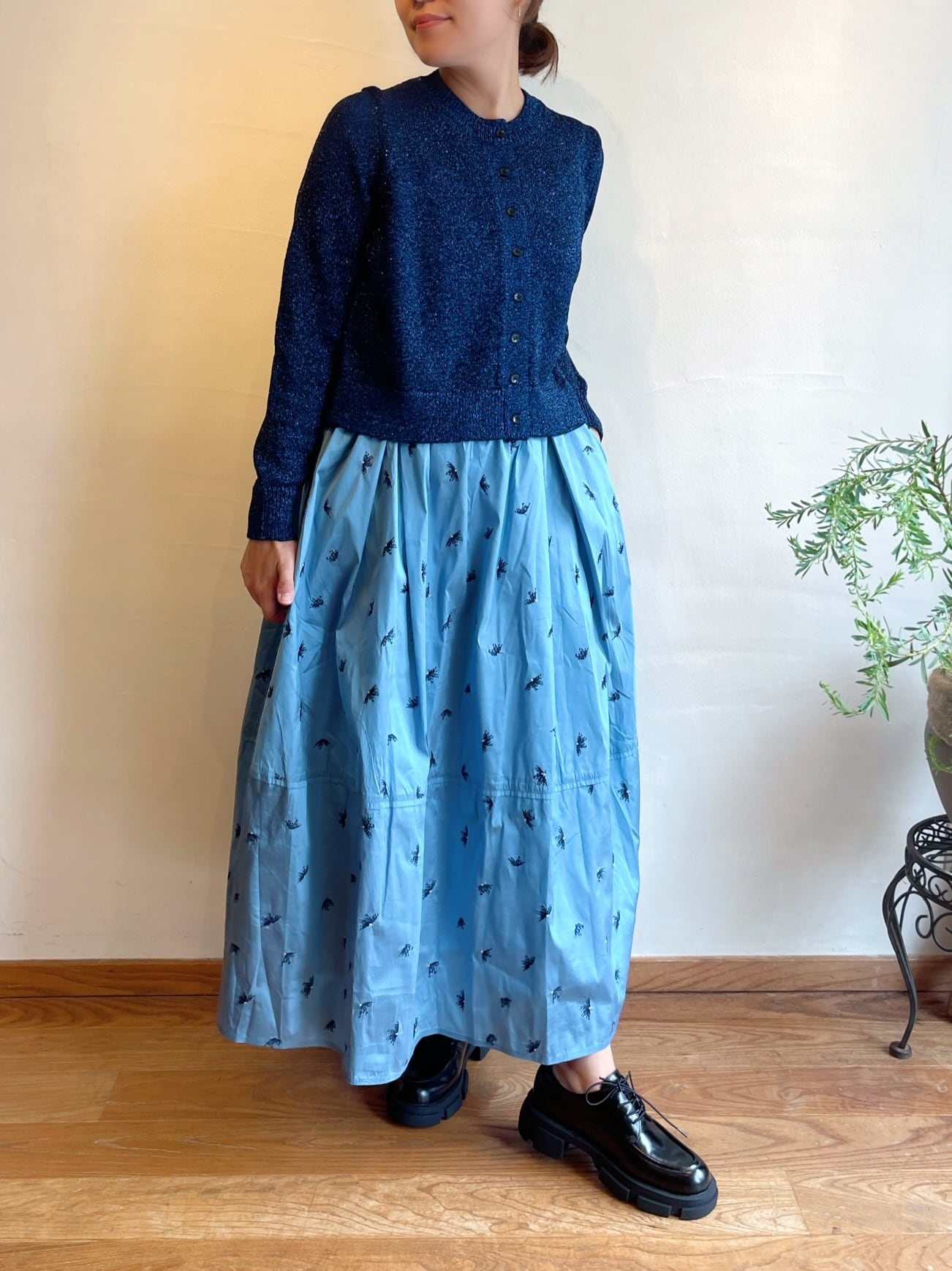 ne Quittez pas / Poly Dupion Beej エンブロイダリータックギャザー  