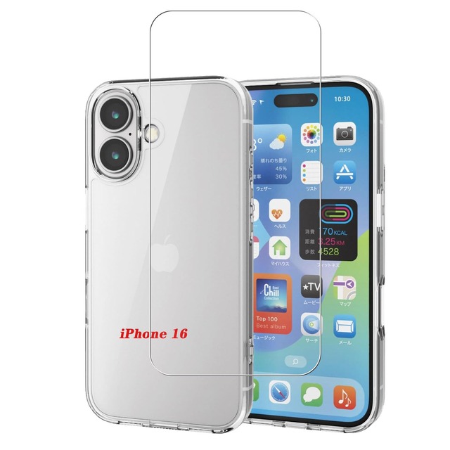 対応 iPhone 16 ケース + ガラスフィルム iPhone 16 カバー柔軟 TPU 全透明 軽量 衝撃吸収 傷つけ防止 携帯便利 滑り止め 散熱加工 黄変しにくい 【旭硝子素材製】 硬度9H 高透過率 飛散防止 自动吸着 【1+1枚セット】