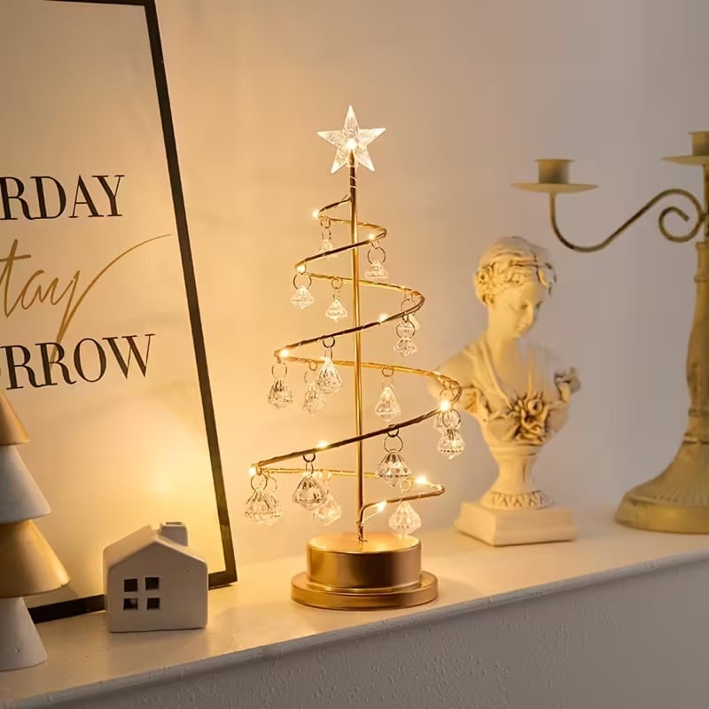 クリスマスツリーランプ 置物 オブジェ メタリック クリスタル きれい