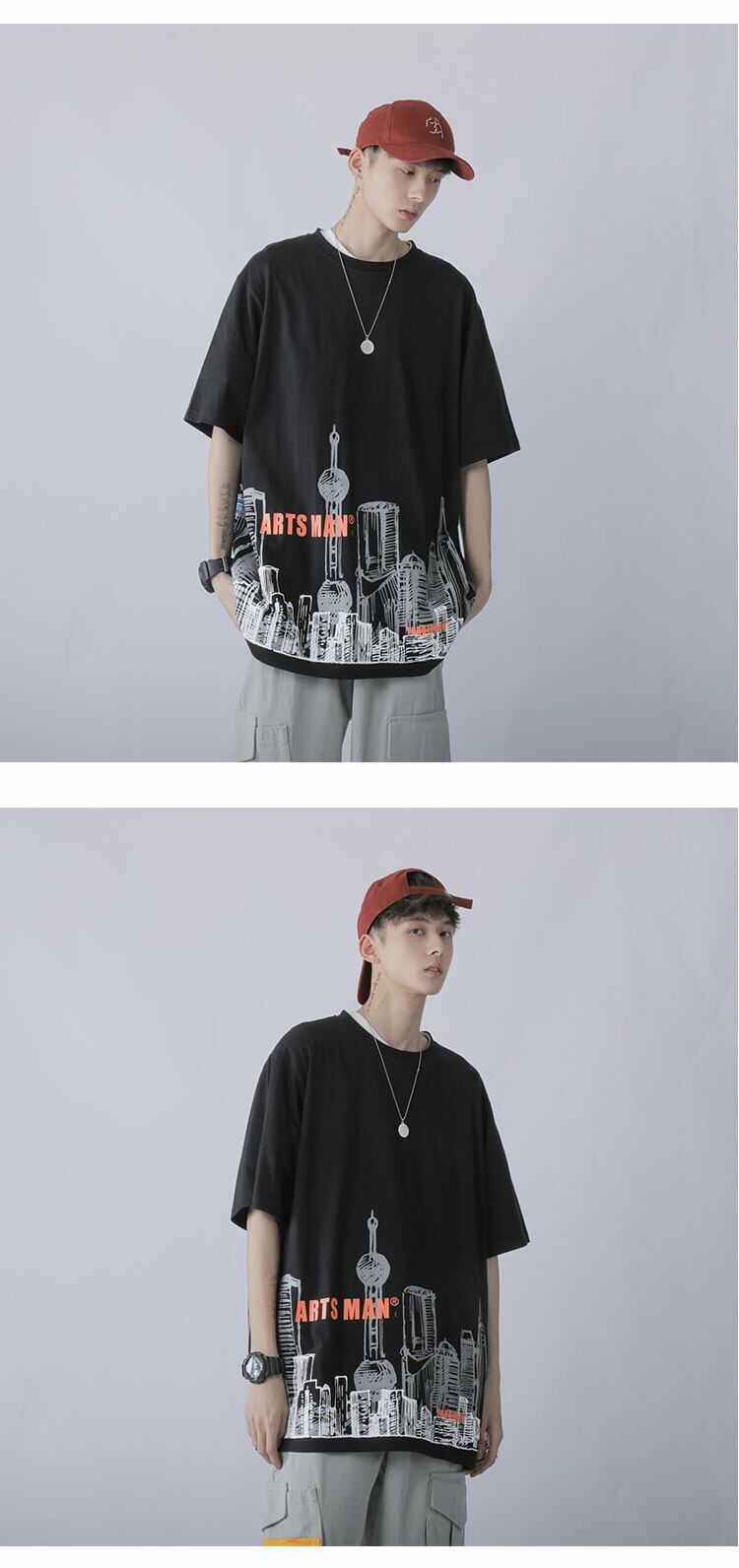 全2色 Tシャツ カットソー プリント カジュアル シンプル