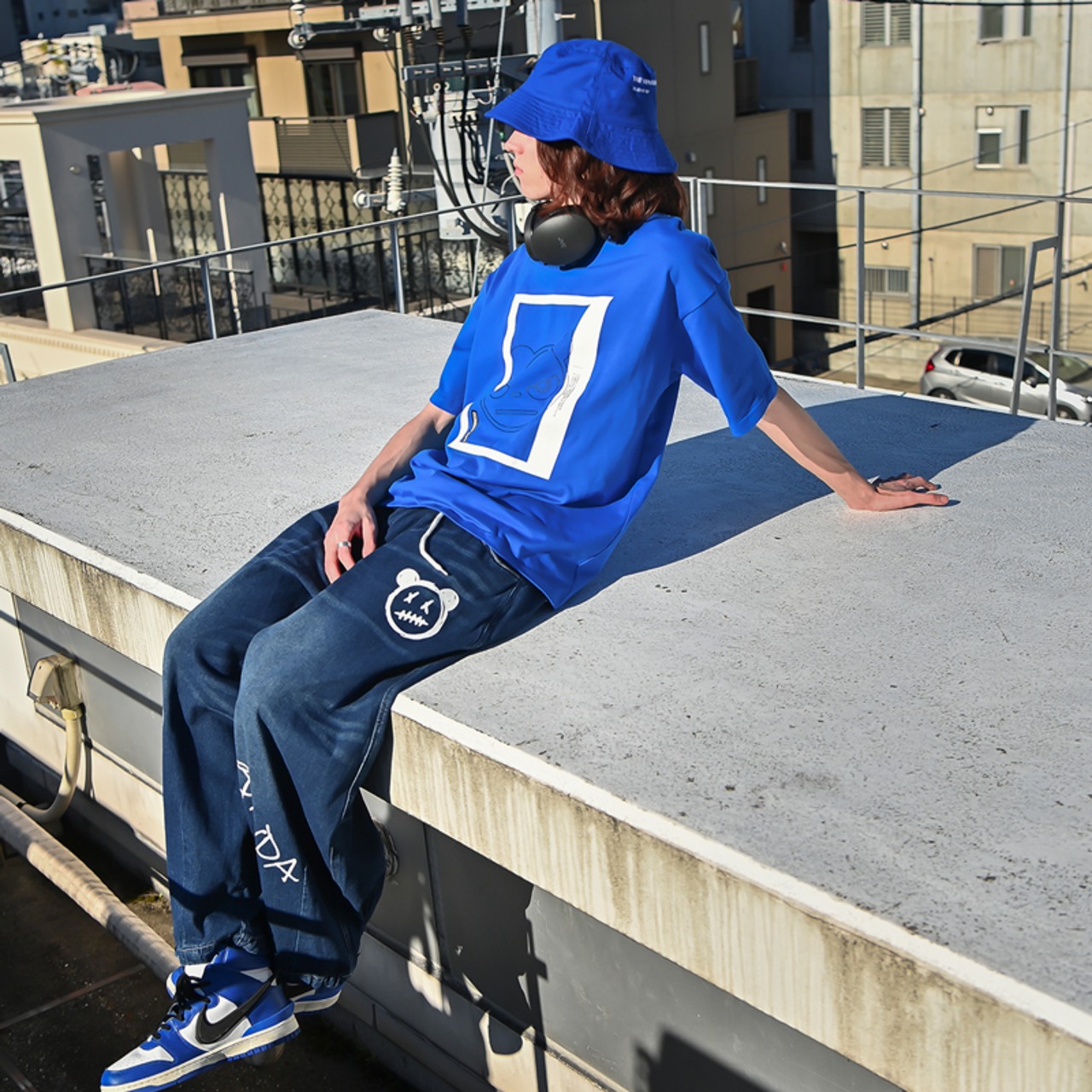 SALE【HIPANDA ハイパンダ】メンズ プリント Tシャツ MEN'S PRINT SHORT SLEEVED T-SHIRT /  BLUE・ ORANGE