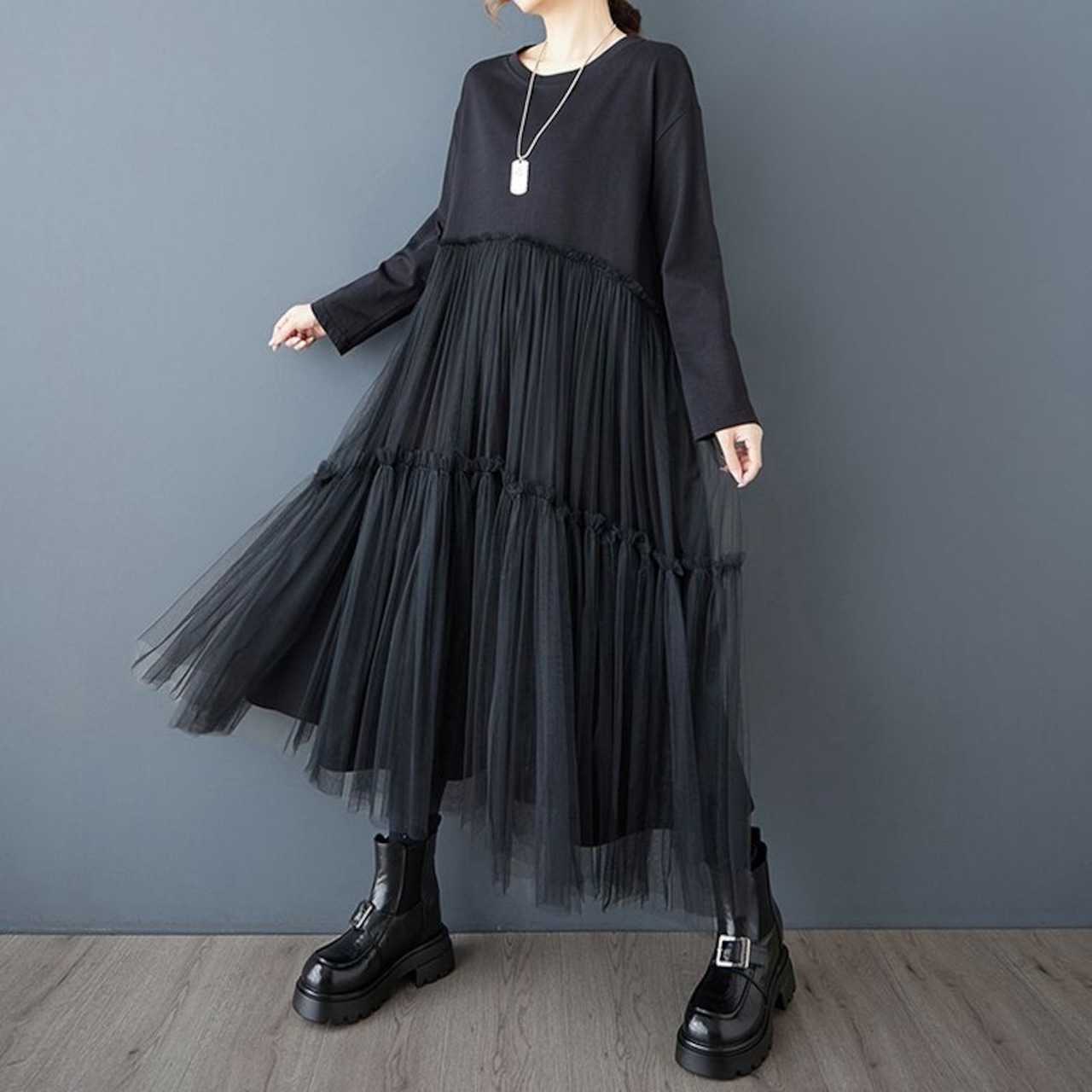 ティアード チュール ワンピース 00116