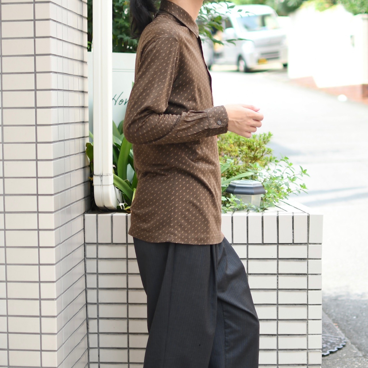 pattern polo shirt brown