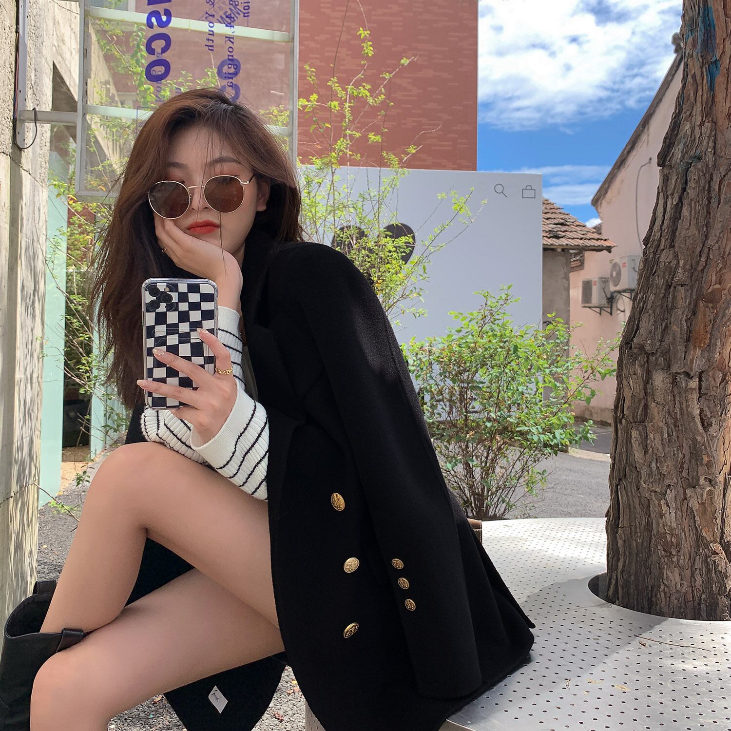 コート スプリングオータムショート 春物 秋物 HUCHUJING61136358564