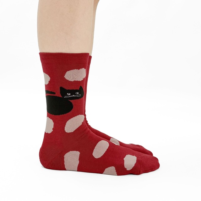 【JIN KITAMURA】北村人 SOCKS DOT POODLE ソックス ドット 黒猫