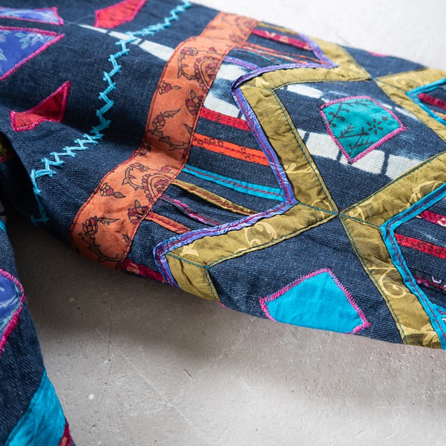 "CHICO'S Design" used Multi applique denim jacket