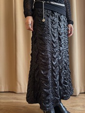 black mode design stretch long skirt-5093-12