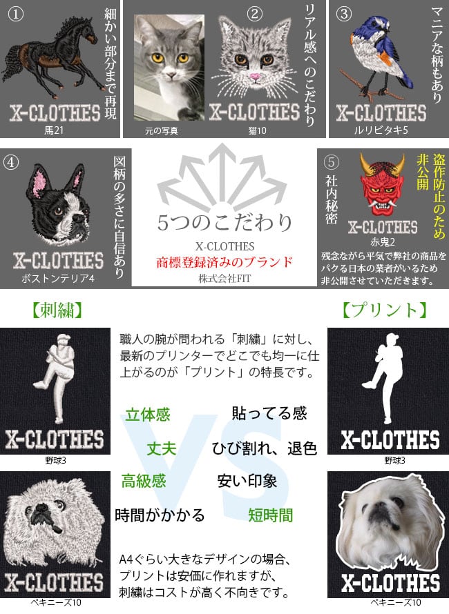 リアル 犬 猫 ワンポイント 刺繍 ベイビー ビブ 10.0オンス スウェット