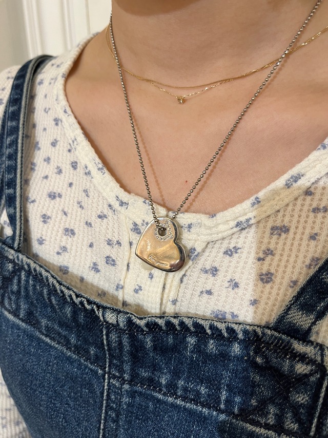 Salvatore Ferragamo / vintage gantini stone heart silver necklace.