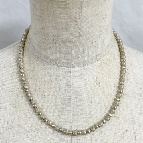 Old 925 Round Silver Beads Necklace Made In Hungary