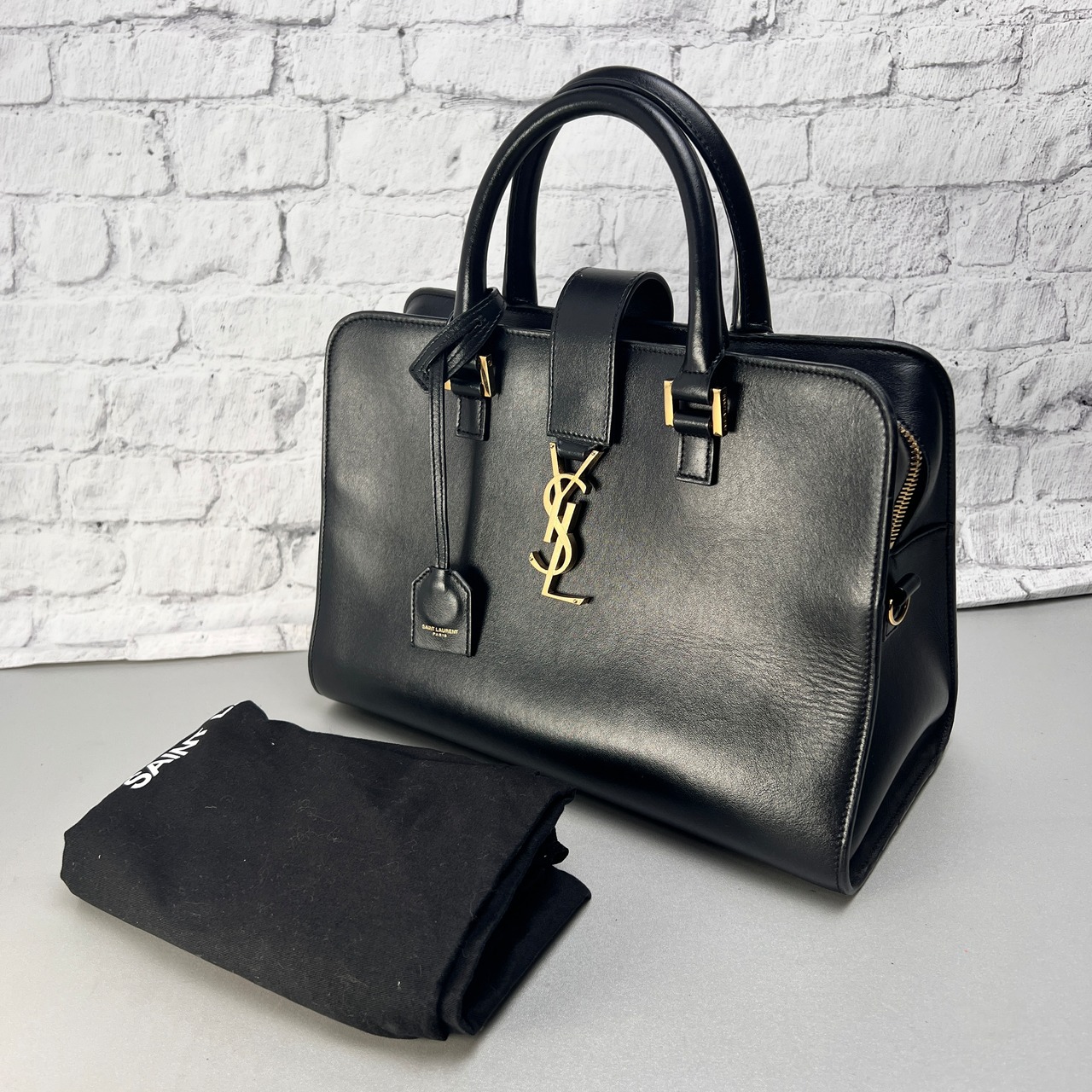 SAINT LAURENT サンローラン カバス レザー ショルダーバッグ 黒 A-13849