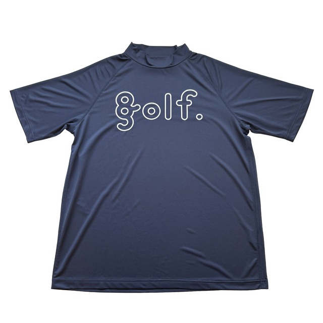 SUPER LIGHT LOGO PRINT MOCK NECK SHIRT -NAVY-
