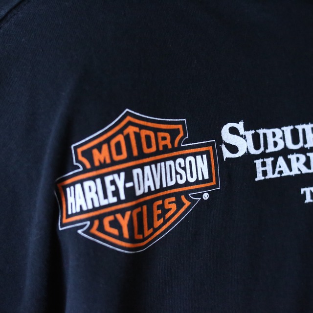 "HARLEY-DAVIDSON" XXXL super over silhouette multi print l/s tee