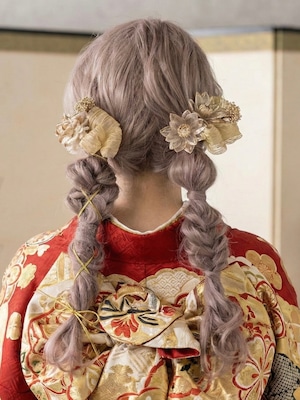 【ダリア(クリア)リボン髪飾り】卒業式 袴 髪飾り 成人式 卒業式 k-0132