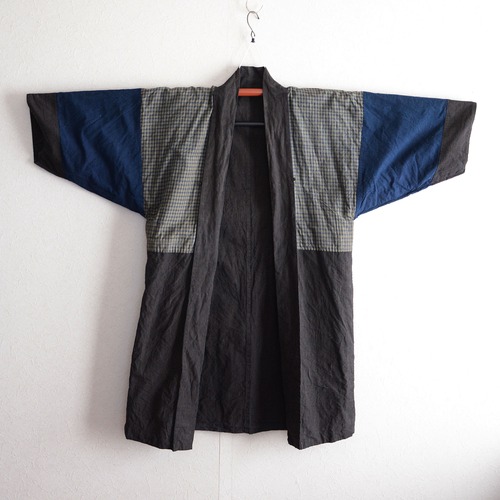 羽織メンズ着物ジャケット袖藍染クレイジーパターン木綿ジャパンヴィンテージ大正昭和 | haori jacket men sleeve indigo kimono crazy pattern japan vintage