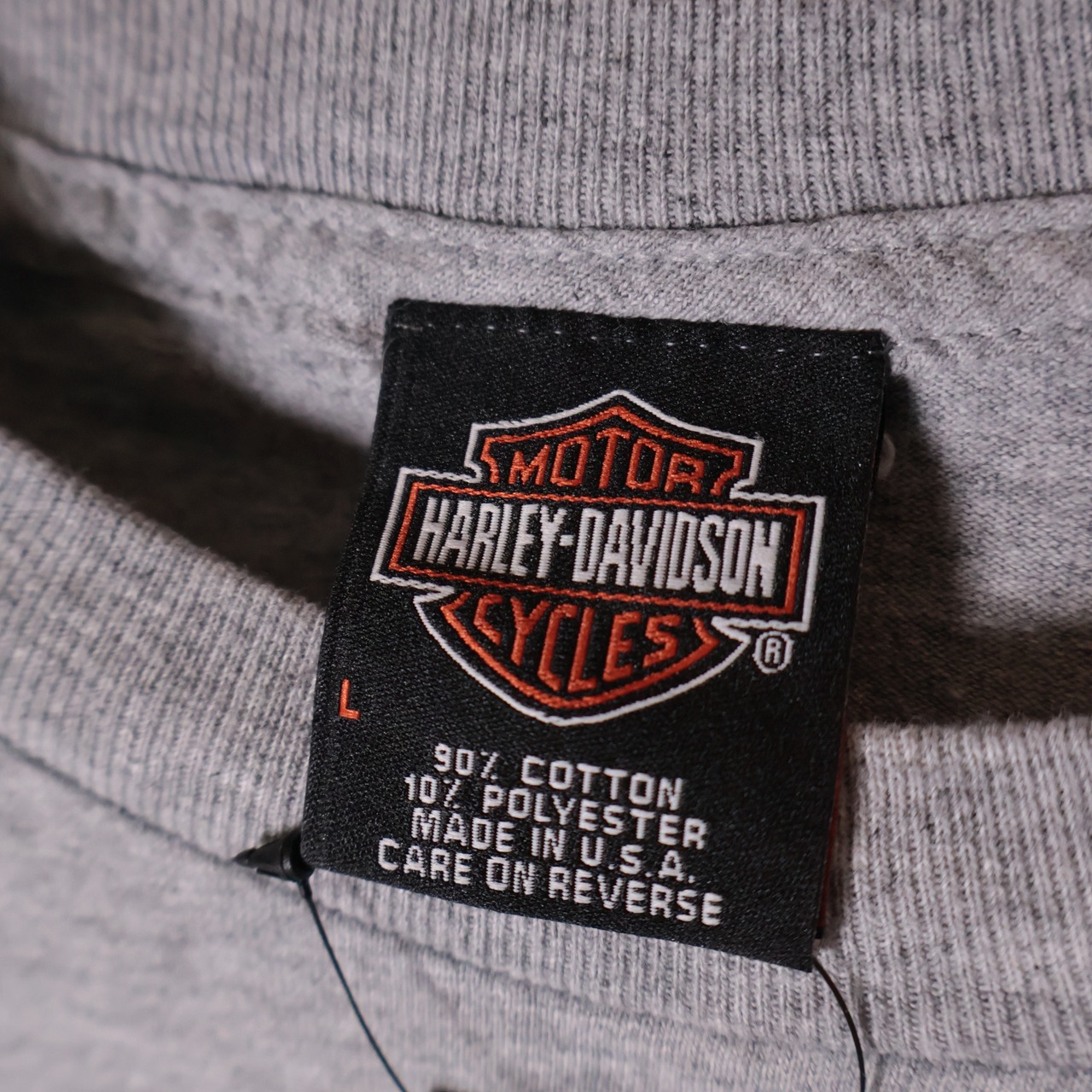 00s USA製 HARLEY-DAVIDSON ロンTee 袖プリント グレー