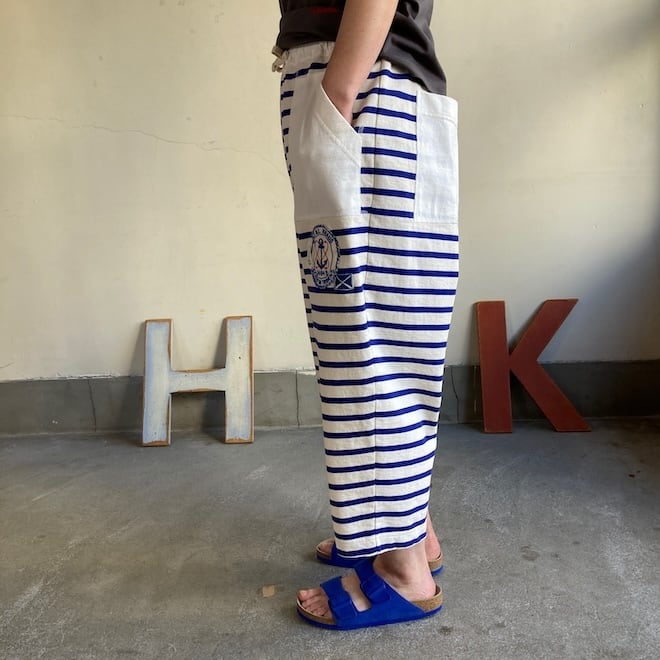 快晴堂 レディース メンズ パンツ ボーダーのゆったりパンツ HAYATE