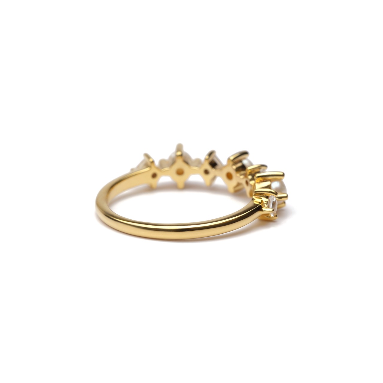 S925 PEARL & TOPAZ CONBI HALF ETERNITY RING