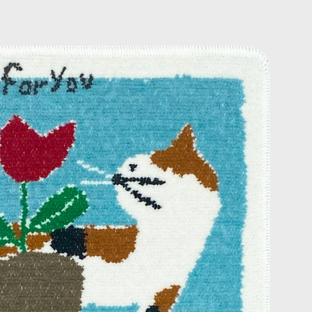 【JIN KITAMURA】北村人 CHENILLE  HANDKERCHIEF  三毛猫 シェニール織ハンカチ