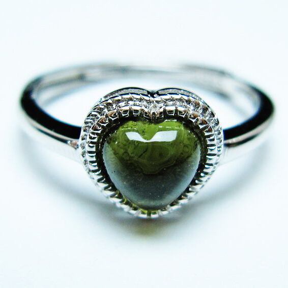 モルダバイト リング 指輪 ハート 12号 フリーサイズ 一点物 メール便可 [M便 1/20] 199-453