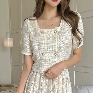 Tweed puff sleeve Tops