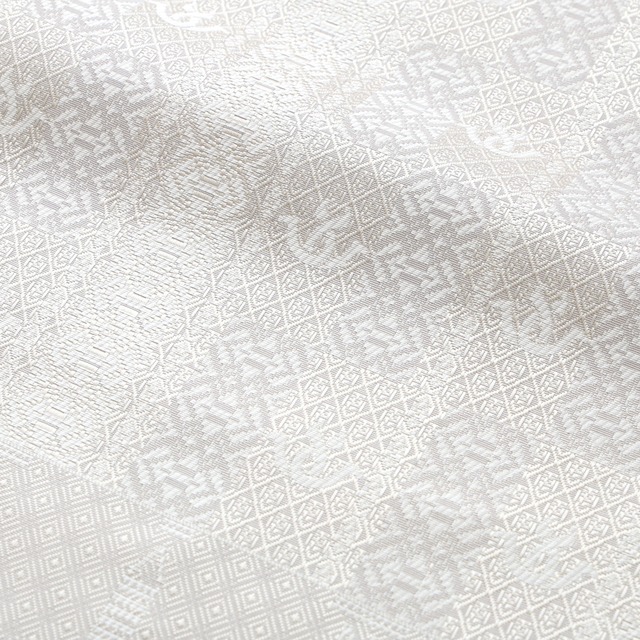 期間限定【受注生産】名古屋帯 2026年干支献上 「午」変わり献上　市松：白×薄鼠