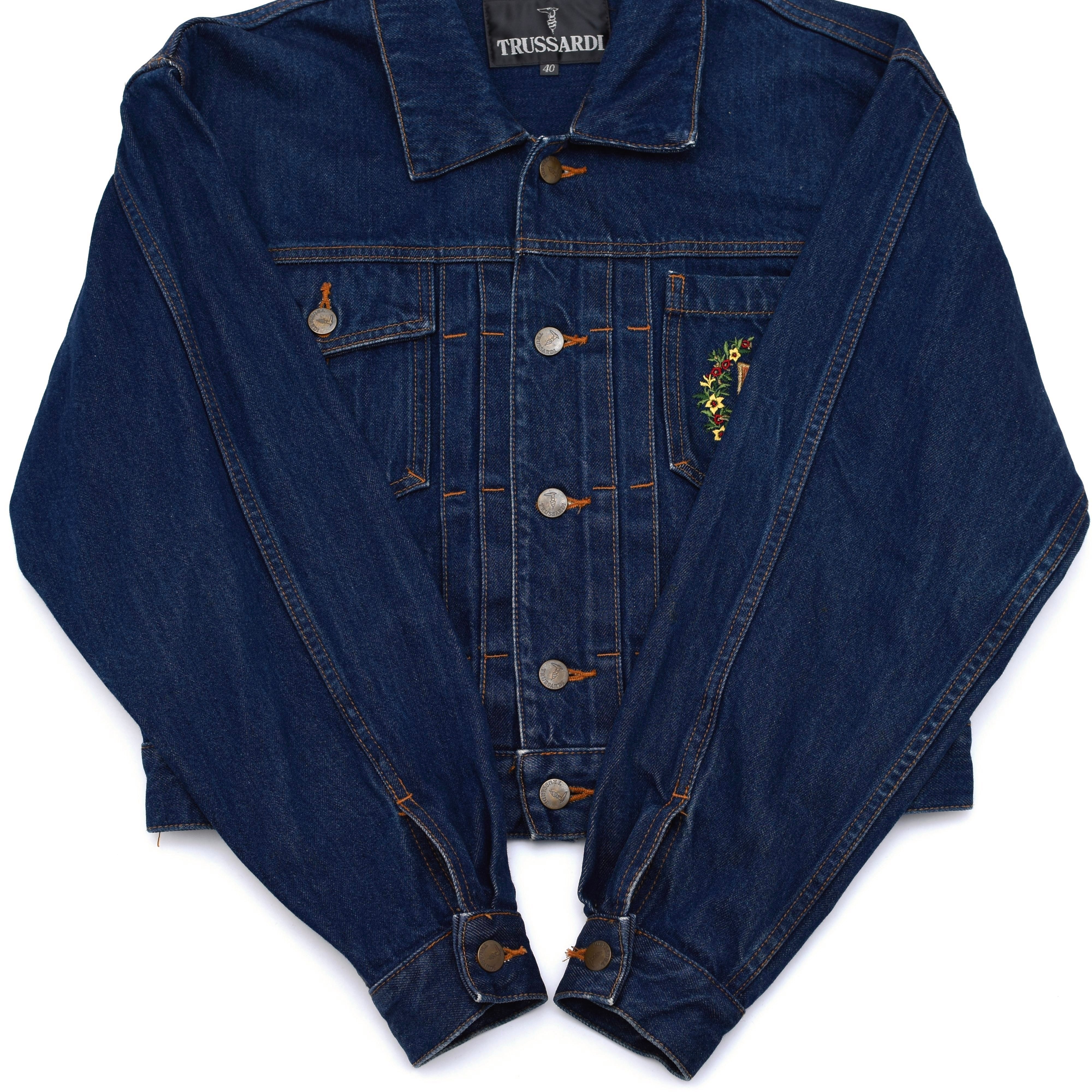 TRUSSARDI emblem embroidery denim jacket | 古着屋 grin days TRUSSARDI emblem embroidery denim jacket | 古着屋 grin days