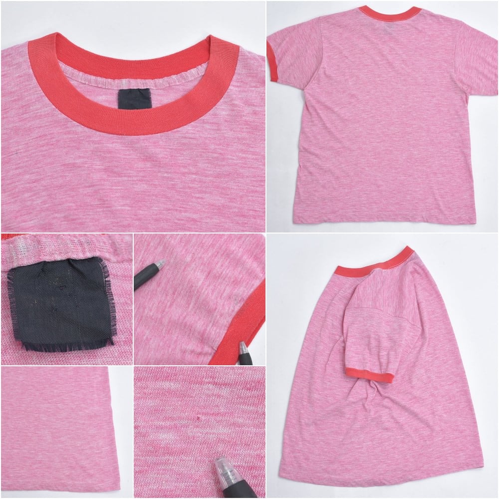 70～80s Vintage Blank リンガーTシャツ 霜降りピンク 無地 シンプル