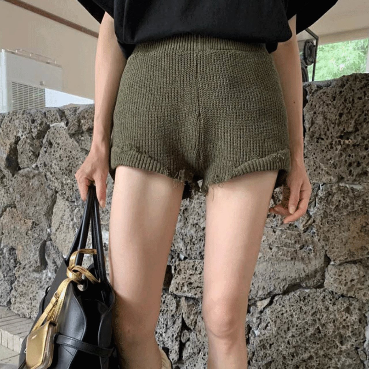 Knit Cut-Off Pants 01117