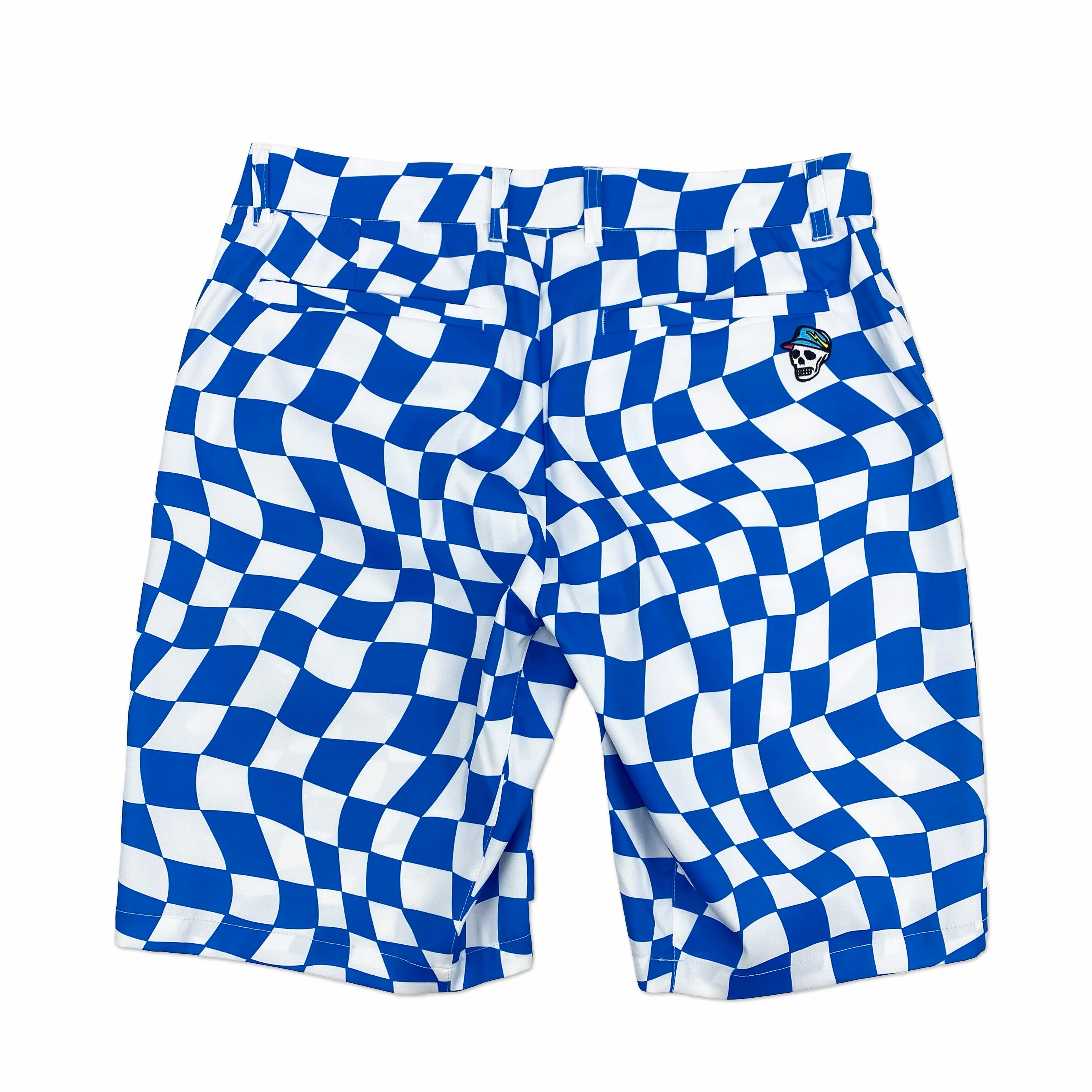デヴァロー ゴルフ DVRX Deform Checkerショーツ DEVEREUX GOLF】《MEN'S》DVRX Deform Checkerショーツ(WHITE x AQUA