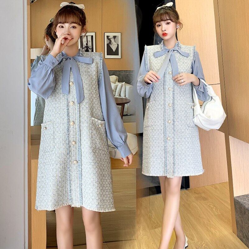 【新作】【送料無料】 8079＃マタニティ服スタイリッシュなスウィーティー2個マタニティミッドロングドレスセット服妊婦妊婦スーツ 大人ガーリー スウィート キュート カジュアル AL expec318315325951