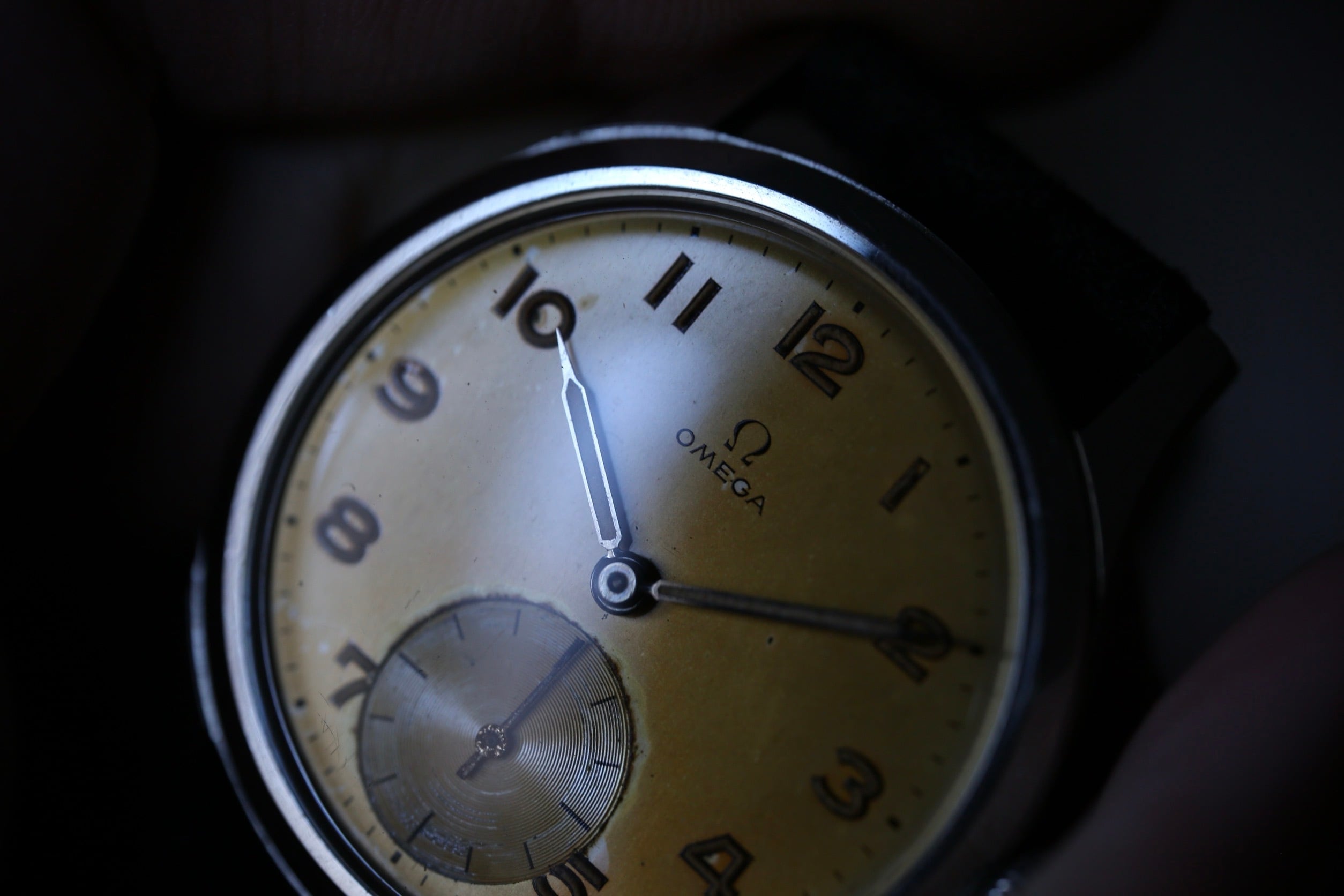 【OMEGA】 1950年製 オメガ 30mmキャリバー フルアラビア スモールセコンド ブラウンエイジング 手巻き / Vintagewatch / 30mmcaliber / Cal.265