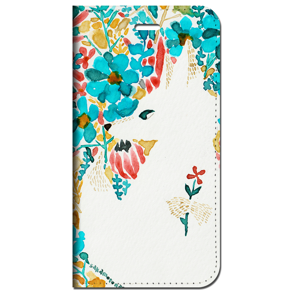 iPhone対応 スマホ 手帳型ケース 白キツネの恋心 ポップ イラスト 【iPhone16 / iPhone16e / iPhoneSE 他 iPhone各機種対応】 st41