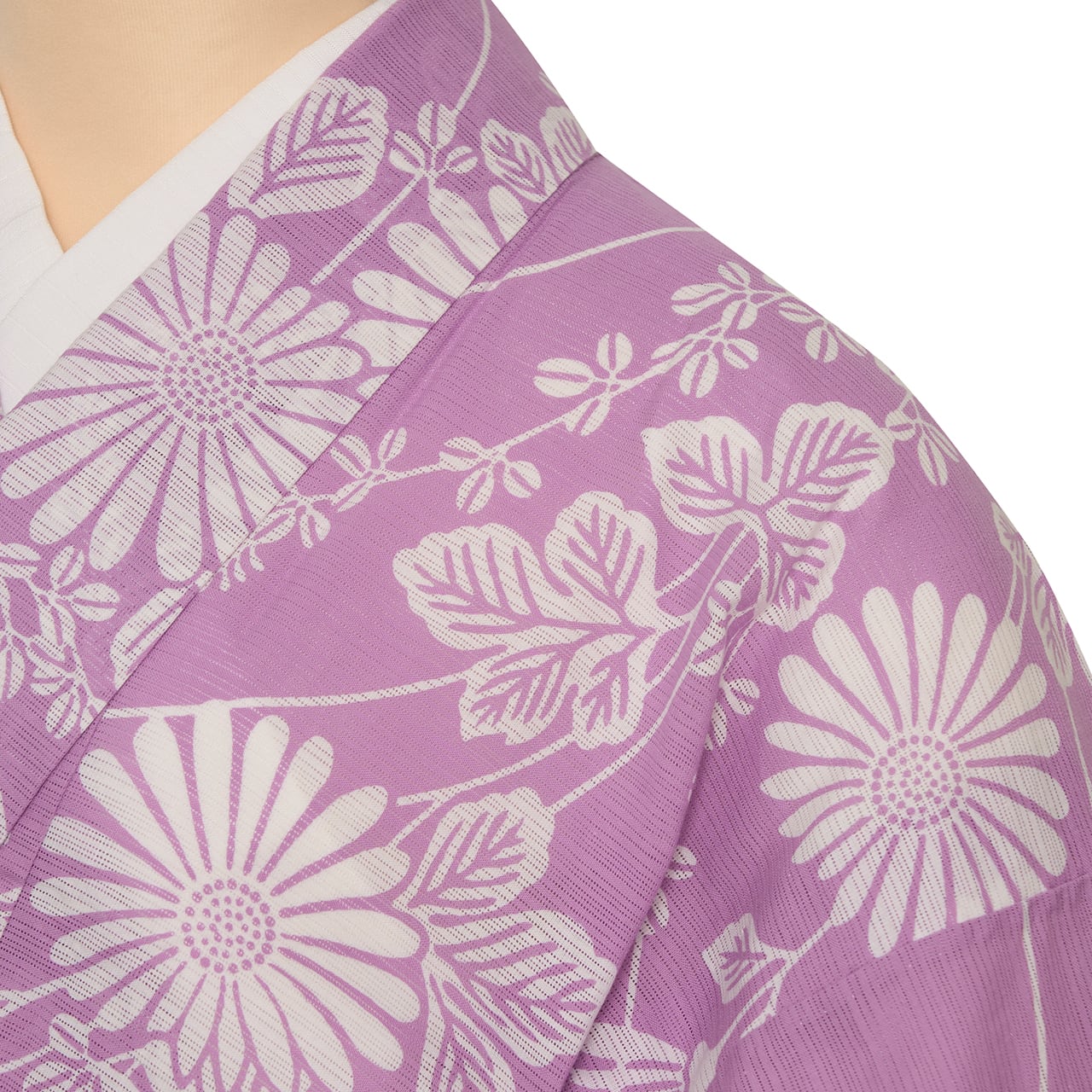 三越で購入　紫色の菊柄浴衣 竺仙 菊と萩の模様 綿絽浴衣 三越扱【中古】 | かわの屋