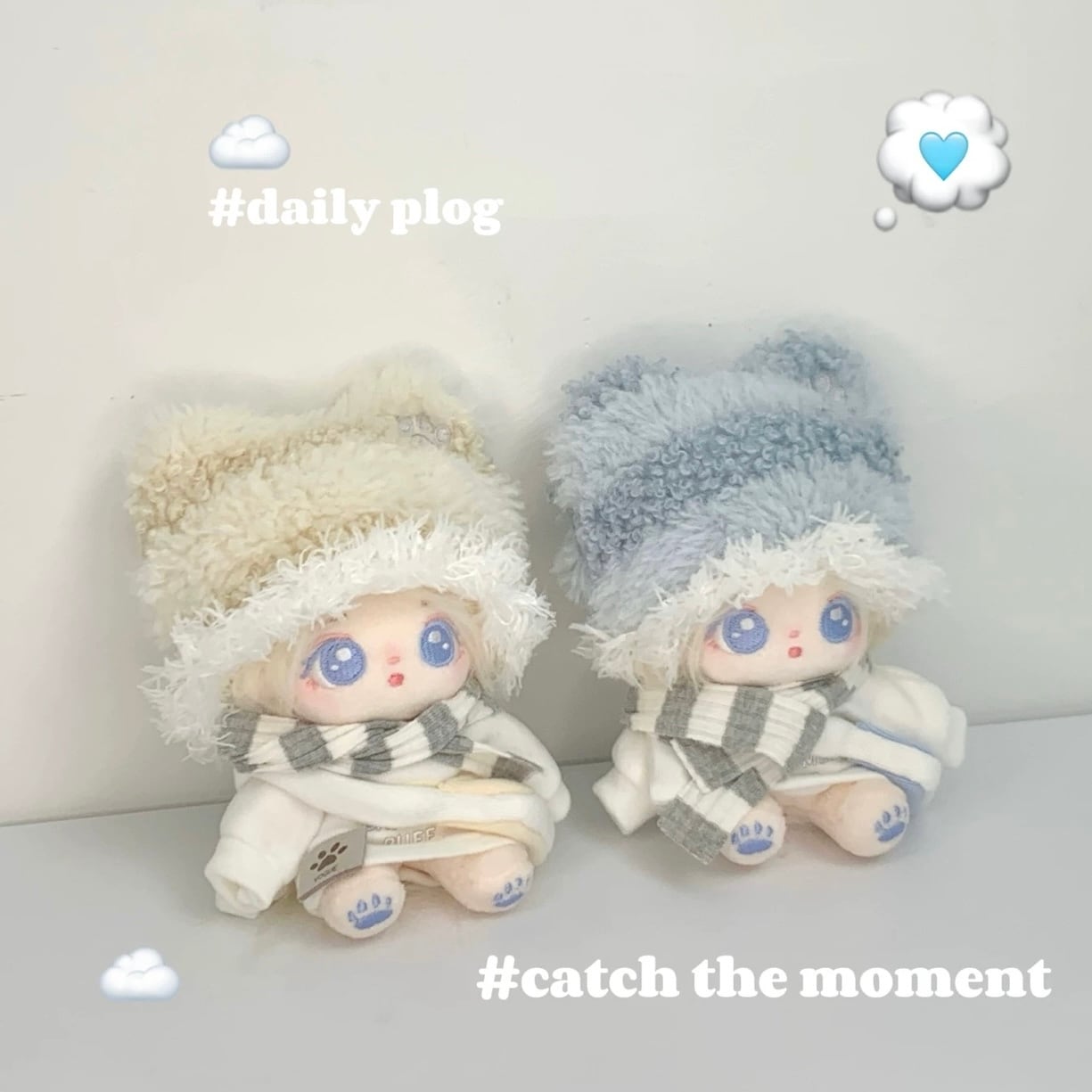 10cmぬい服】もけもけキャップのあったかコーデ 着せ替えぬいぐるみ用