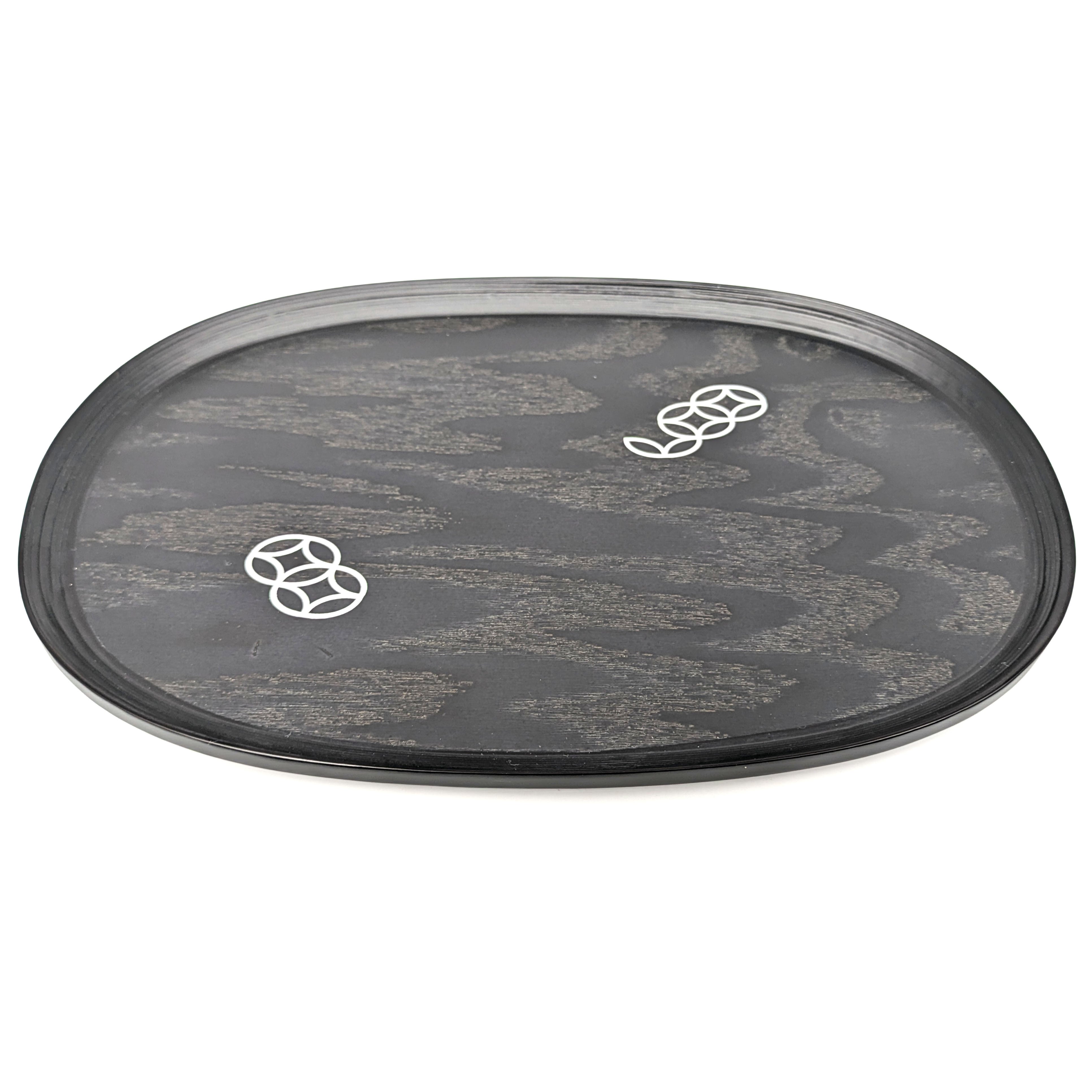 ブナコ漆器・お盆・トレー・天然木・黒杢・No.240624-43・梱包