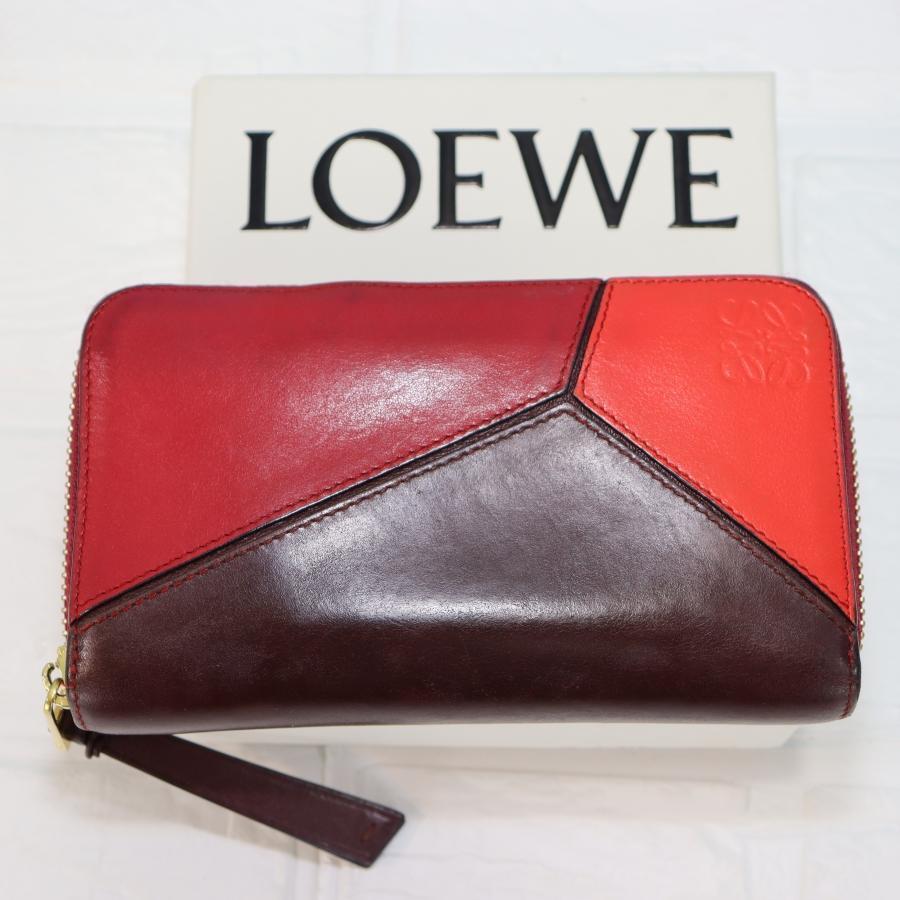 LOEWE ロエベ 長財布 赤×茶色 ブランドロゴ刻印 小さめ 本革ほぼ未使用 | アパレルネクストセレクション WEB本店 powered by  BASE